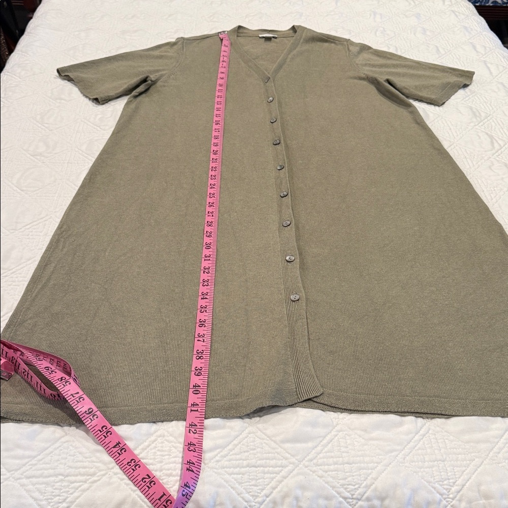 j jill Sage Green Linen Blend Button Down Dress Sz XL mother of pearl buttons - Picture 7 of 11